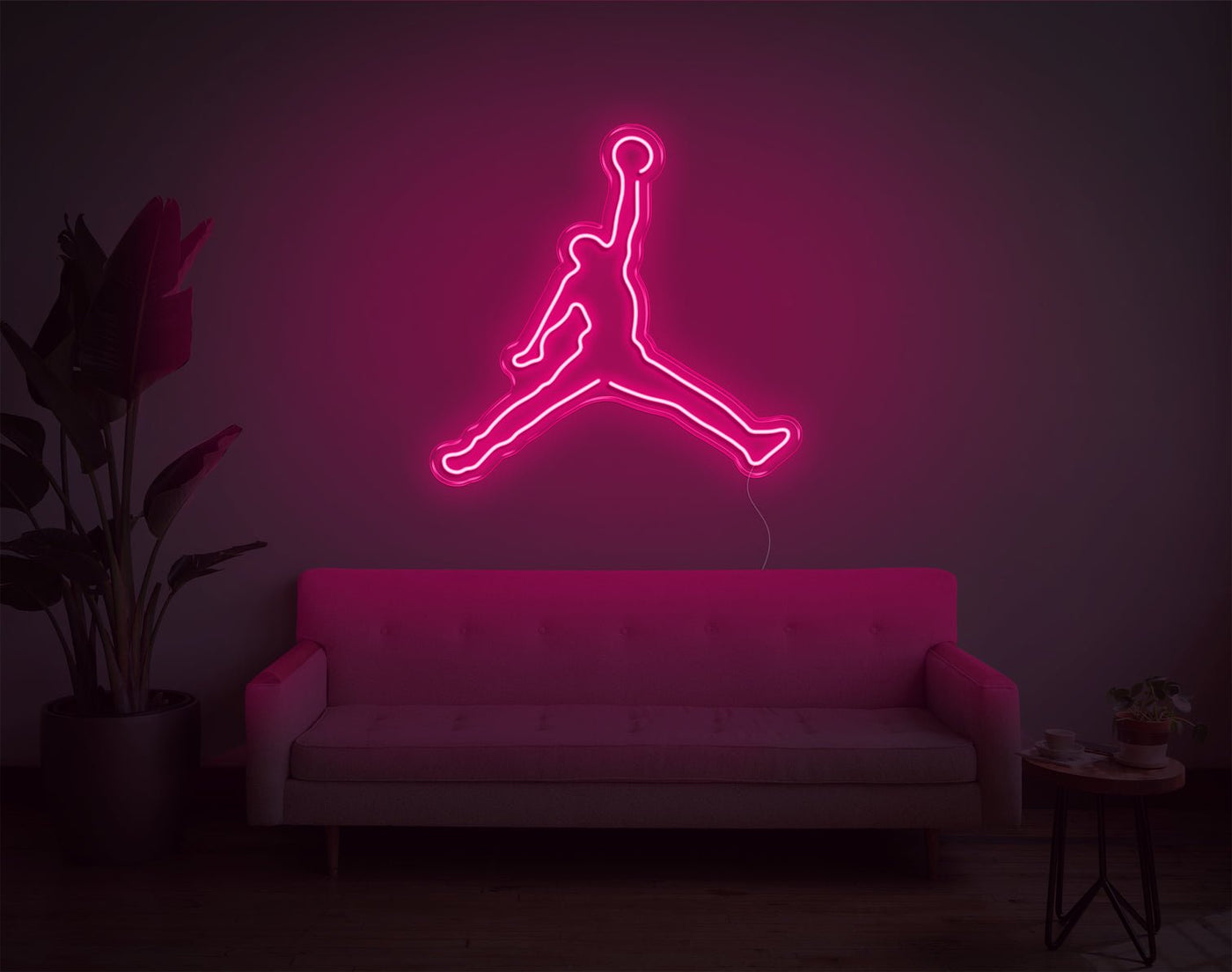 Basketball Jump LED Neon Sign - 30inch x 28inchLight Pink