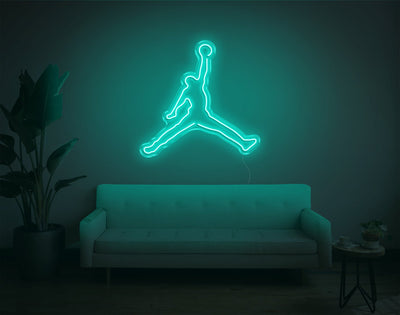 Basketball Jump LED Neon Sign - 30inch x 28inchTurquoise