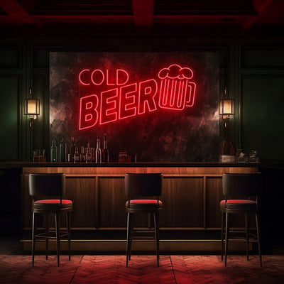 Cold Beer Bar LED Neon Sign - 30 InchRed