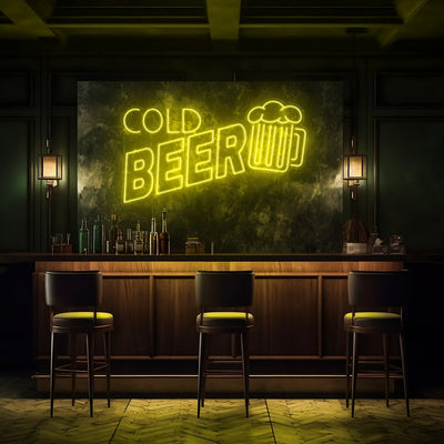 Cold Beer Bar LED Neon Sign - 30 InchYellow