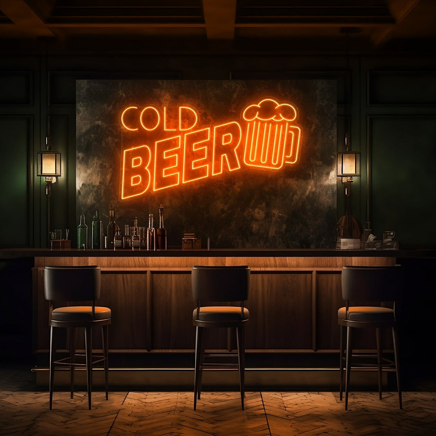 Cold Beer Bar LED Neon Sign - 30 InchDark Orange