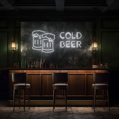 Cold Beer LED Neon Sign - 40 InchDark Blue