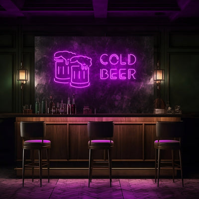 Cold Beer LED Neon Sign - 40 InchPurple