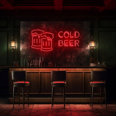 Cold Beer LED Neon Sign - 40 InchRed