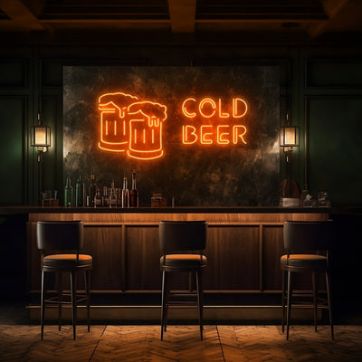 Cold Beer LED Neon Sign - 40 InchDark Orange