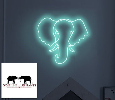 Elephant Neon Sign - White