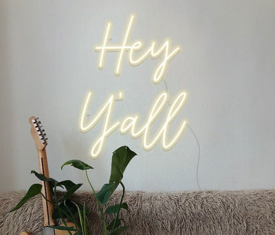 Hey Y’all Neon Sign - White