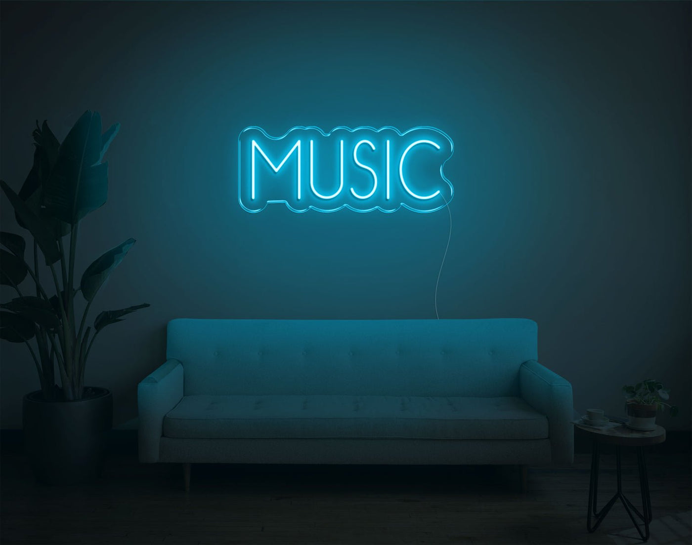 Music V4 LED Neon Sign - 9inch x 24inchLight Blue