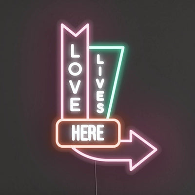 Vintage Love Lives Here LED Neon Sign -