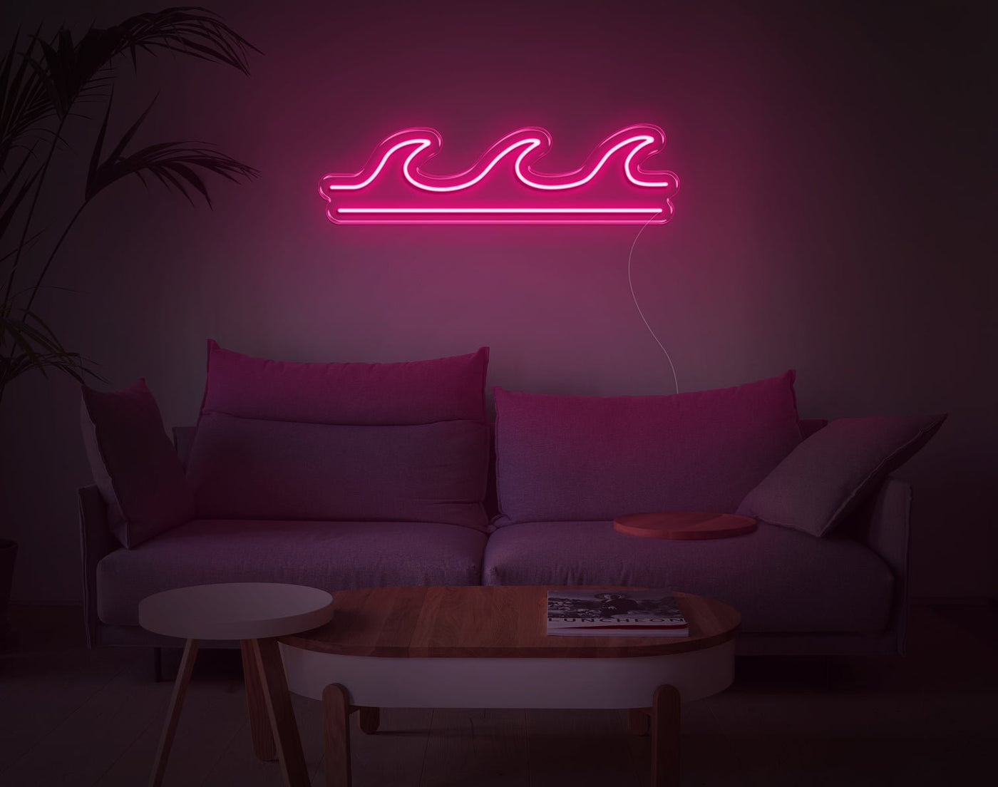 Wave V2 LED Neon Sign - 7inch x 26inchLight Pink