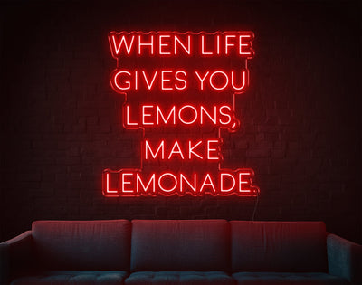 When Life Gives You Lemons, Make Lemonade LED Neon Sign - 31inch x 29inchRed