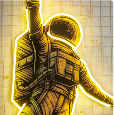 Astronaut Playing Basketball Neon & UV Acrylic Artwork
