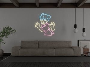 Anime Laughing Girl LED Neon Sign - Small