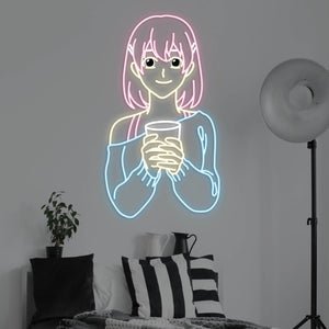 Anime Thirsty Girl LED Neon Sign -