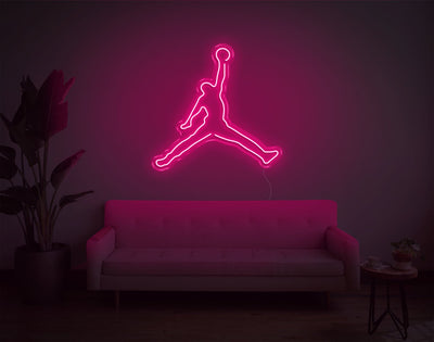 Basketball Jump LED Neon Sign - 30inch x 28inchLight Pink