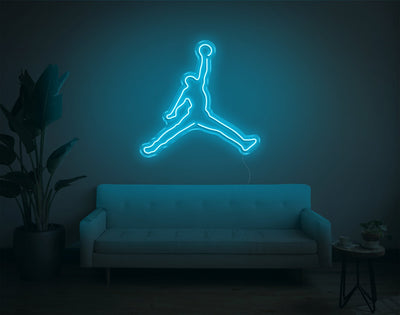 Basketball Jump LED Neon Sign - 30inch x 28inchLight Blue