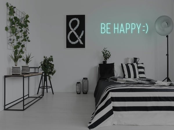 Be Happy LED Neon Sign - Aqua