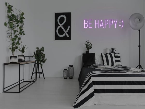 Be Happy LED Neon Sign - Purple