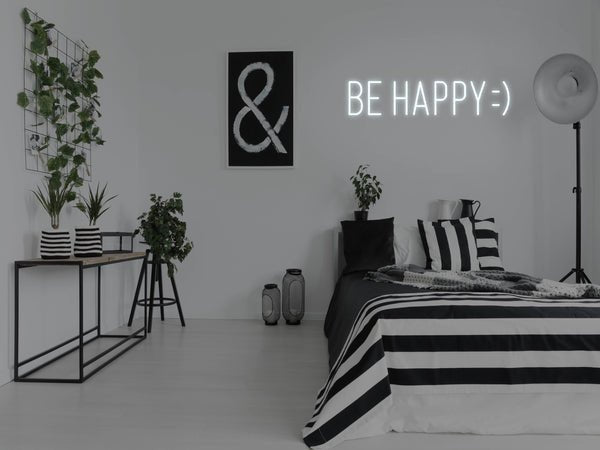 Be Happy LED Neon Sign - White