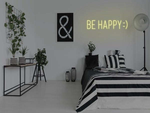 Be Happy LED Neon Sign - Yellow