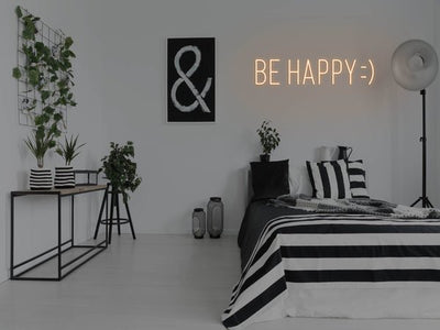 Be Happy LED Neon Sign - Orange