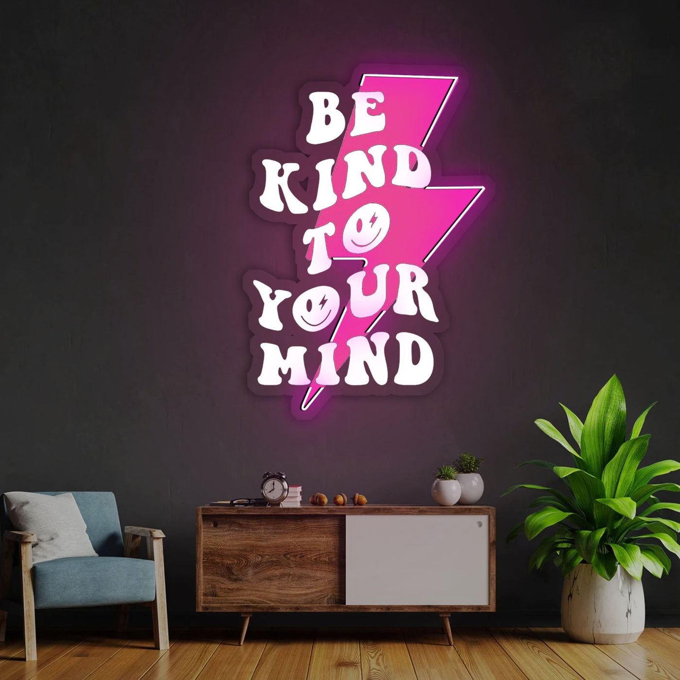 Be Kind to Your Mind Neon Sign x Acrylic Artwork - 20 inchesLED Neon x Acrylic Print
