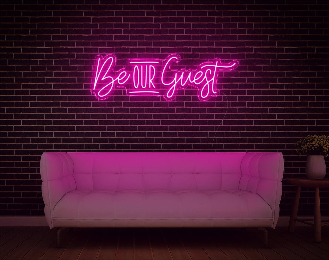 Be Our Guest LED Neon Sign - 11inch x 36inchHot Pink