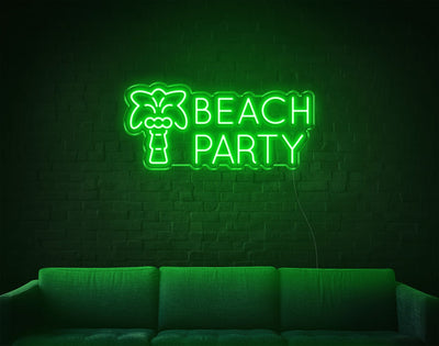 Beach Party LED Neon Sign - 12inch x 26inchGreen