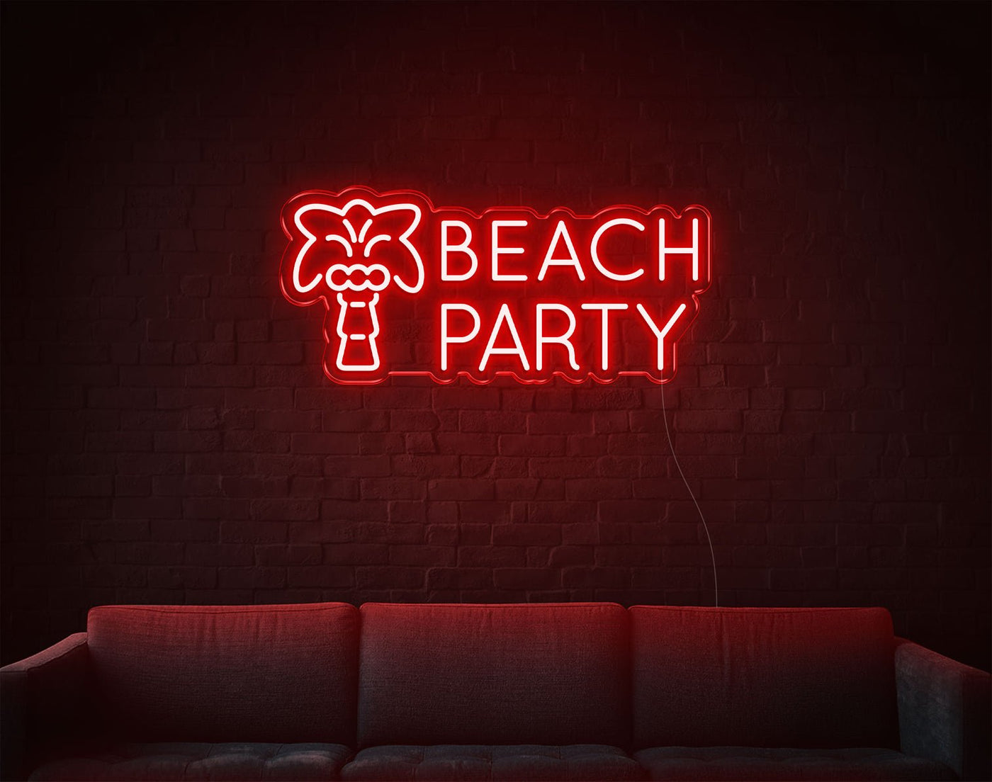 Beach Party LED Neon Sign - 12inch x 26inchRed