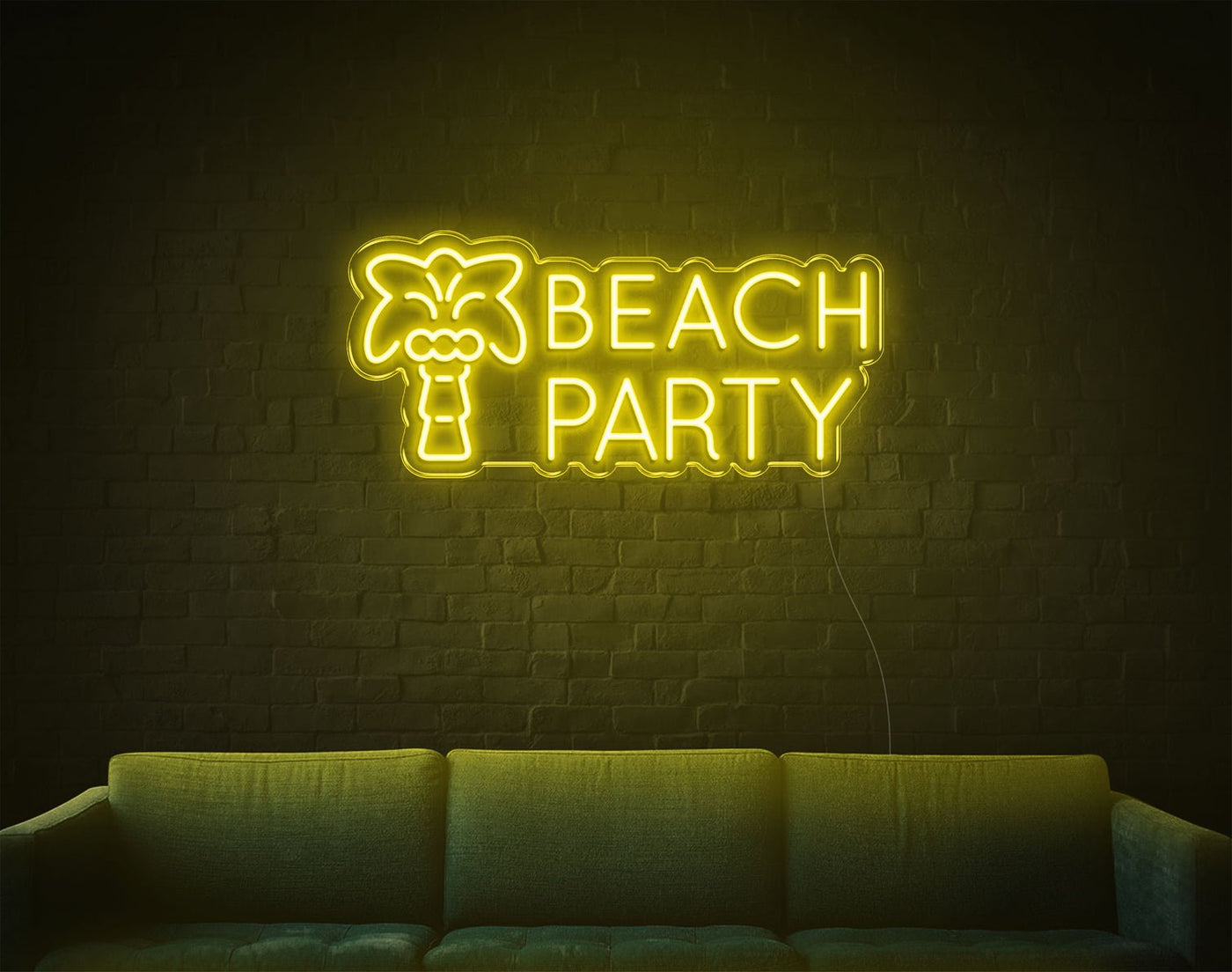 Beach Party LED Neon Sign - 12inch x 26inchYellow