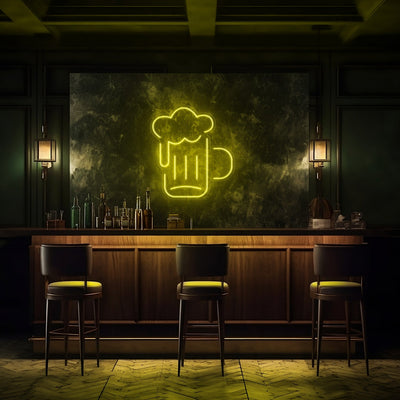 Beer Glass LED Neon Sign - 20 InchYellow