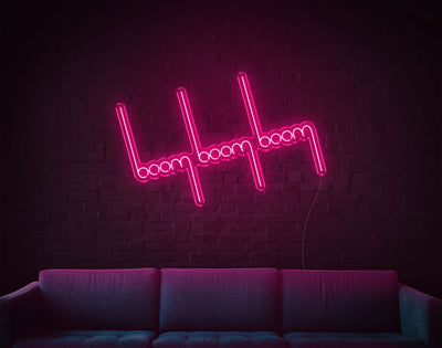 Boom Boom Boom LED Neon Sign - 26inch x 41inchLight Pink