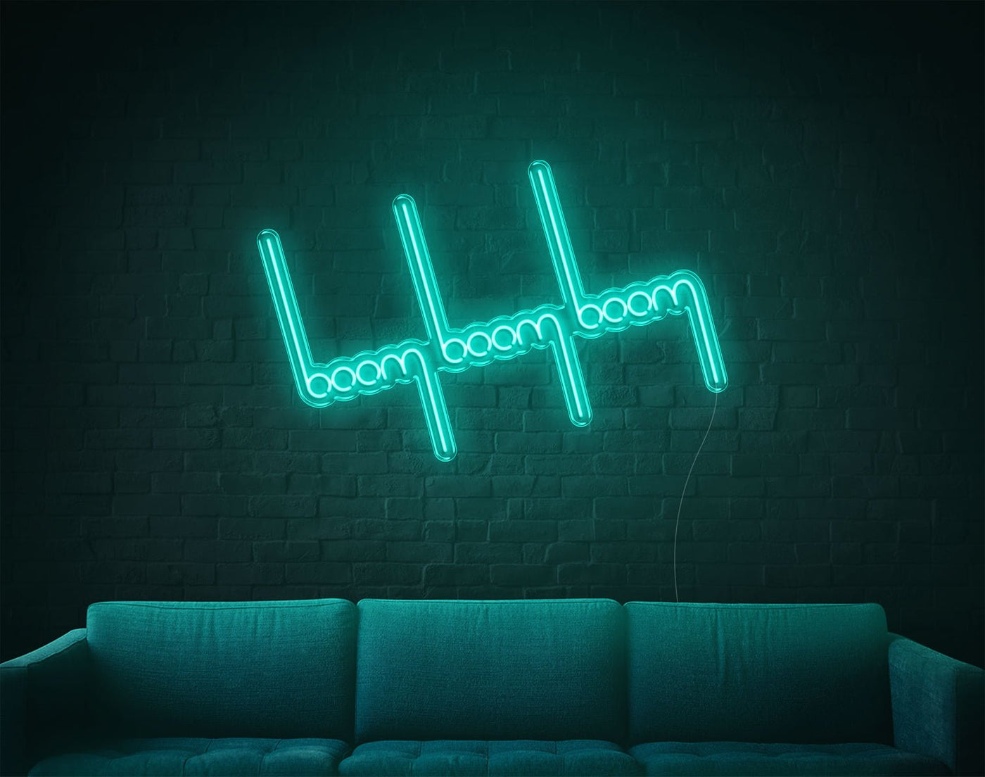 Boom Boom Boom LED Neon Sign - 26inch x 41inchTurquoise