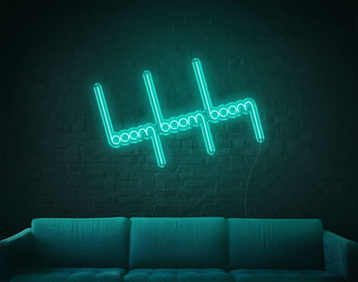 Boom Boom Boom LED Neon Sign - 26inch x 41inchTurquoise