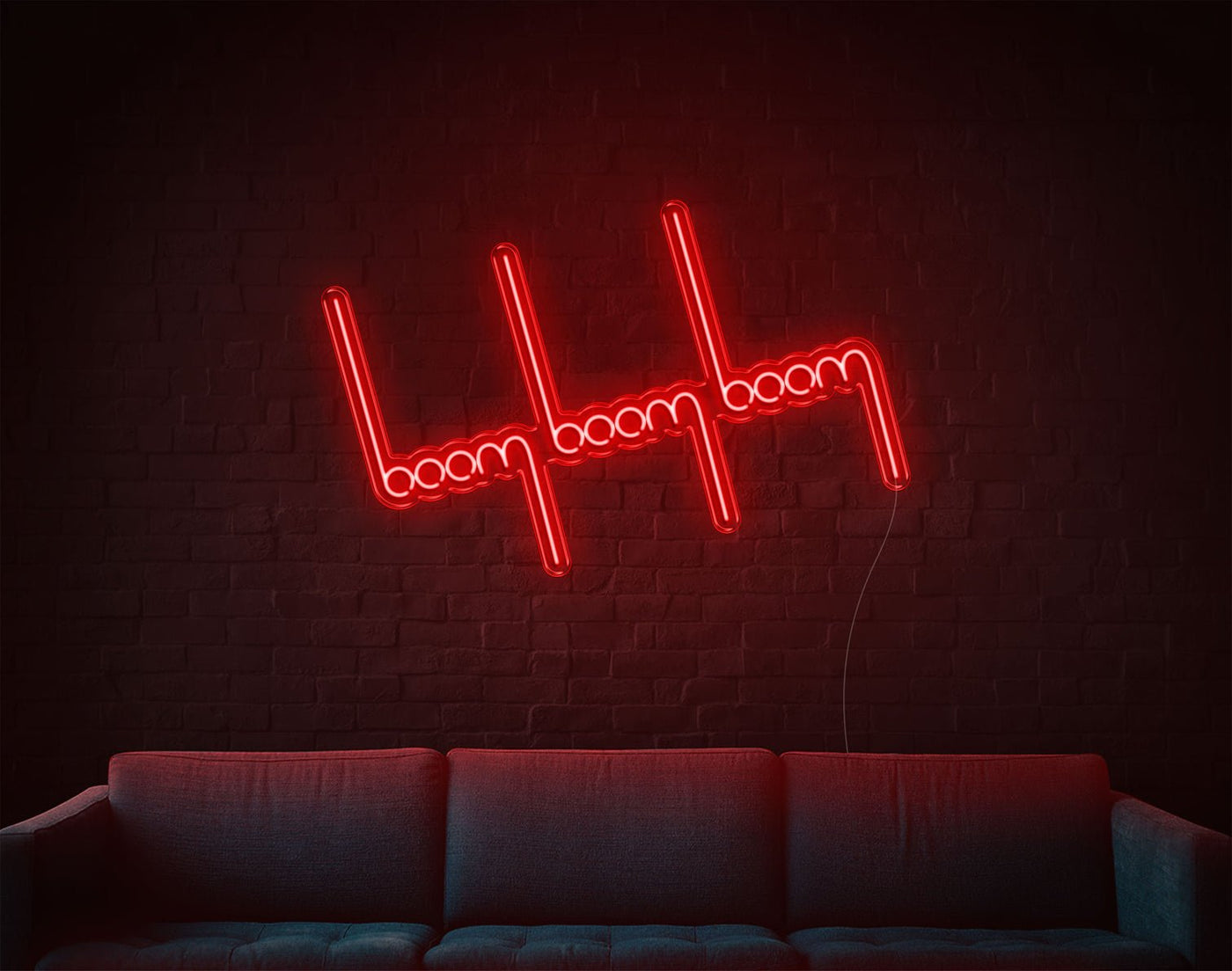 Boom Boom Boom LED Neon Sign - 26inch x 41inchRed