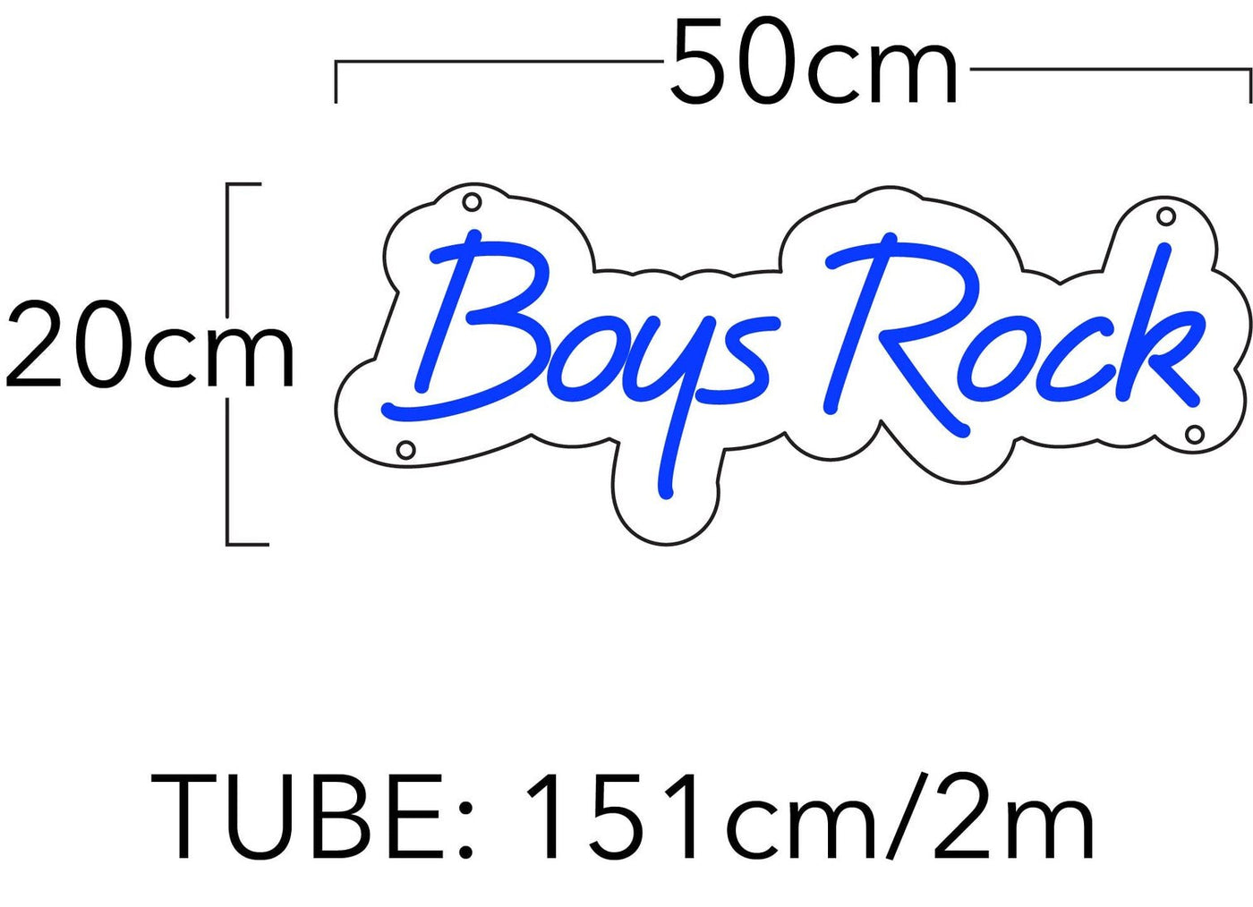 Boys Rock LED Neon sign - 20inchBlue