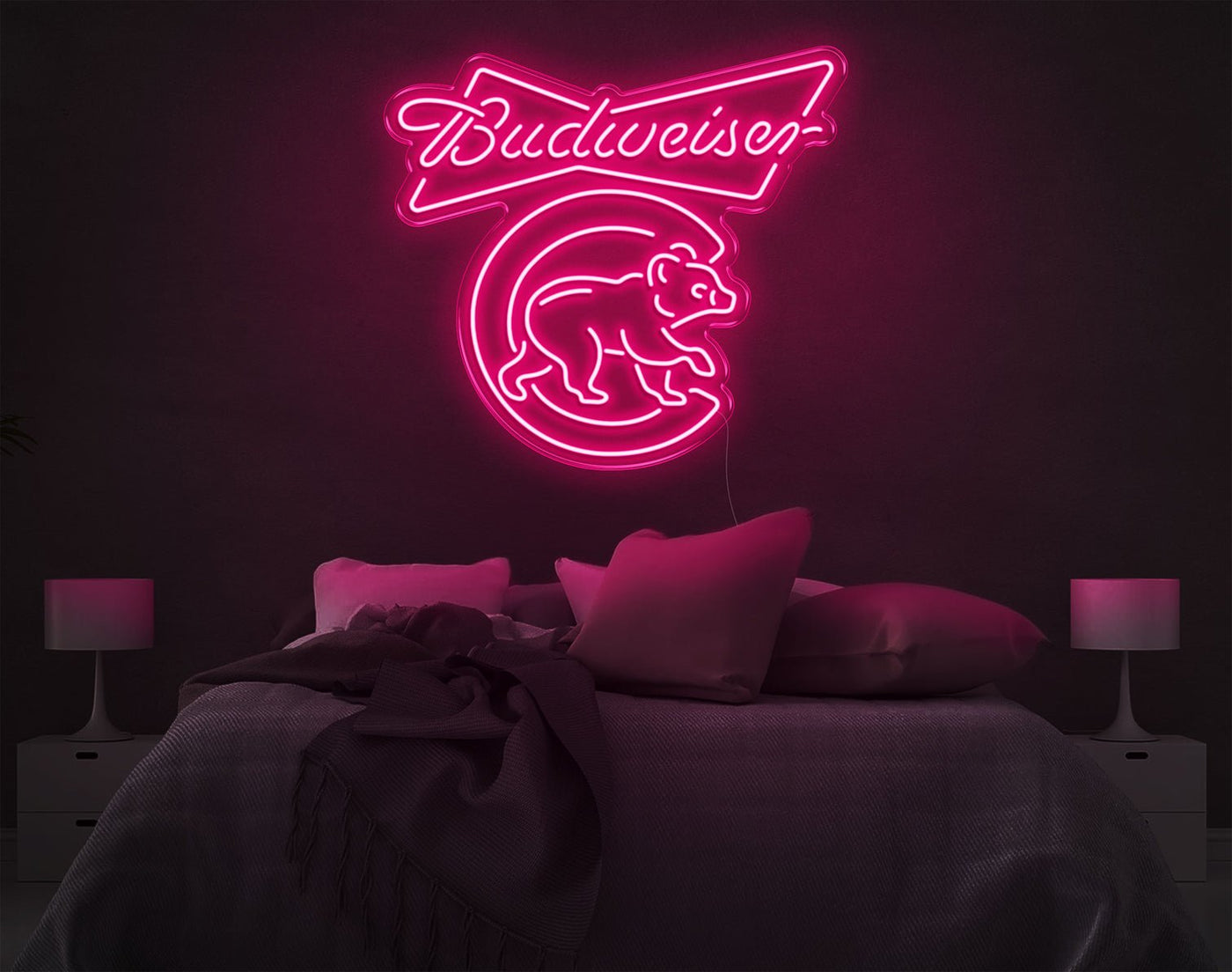 Budweiser LED Neon Sign - 25inch x 28inchLight Pink