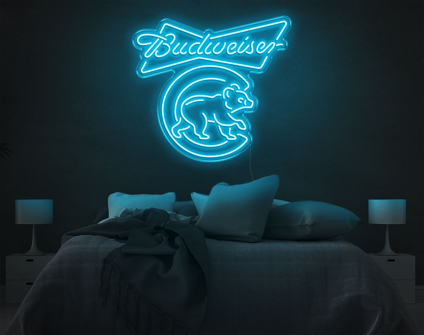Budweiser LED Neon Sign - 25inch x 28inchLight Blue