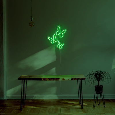 Butterflies LED Neon Sign - 22inch x 28inchGreen