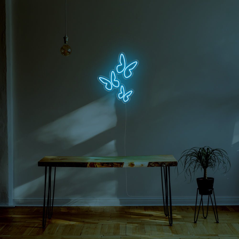 Butterflies LED Neon Sign - 22inch x 28inchIce Blue