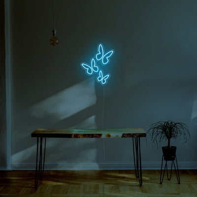 Butterflies LED Neon Sign - 22inch x 28inchIce Blue
