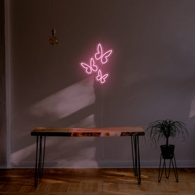 Butterflies LED Neon Sign - 22inch x 28inchPink