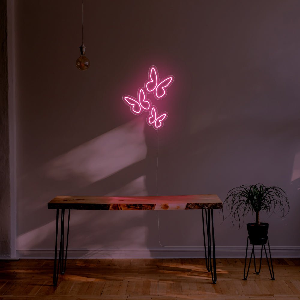 Butterflies LED Neon Sign - 22inch x 28inchLight Pink