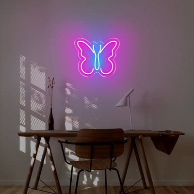 Butterfly LED Neon Sign - 14inch x 12inchHot Pink and Ice Blue Neon
