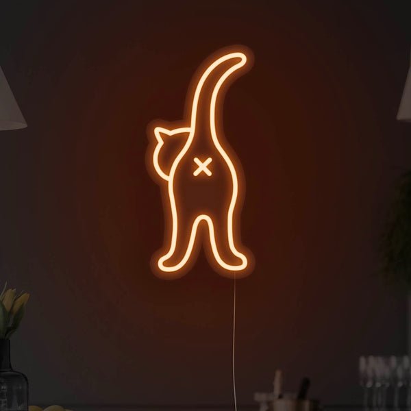 Cat Butt LED Neon Sign - Orange