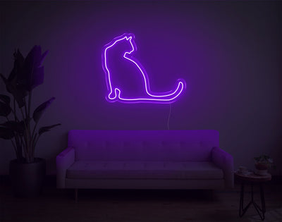 Cat V1 LED Neon Sign - 8inch x 9inchPurple