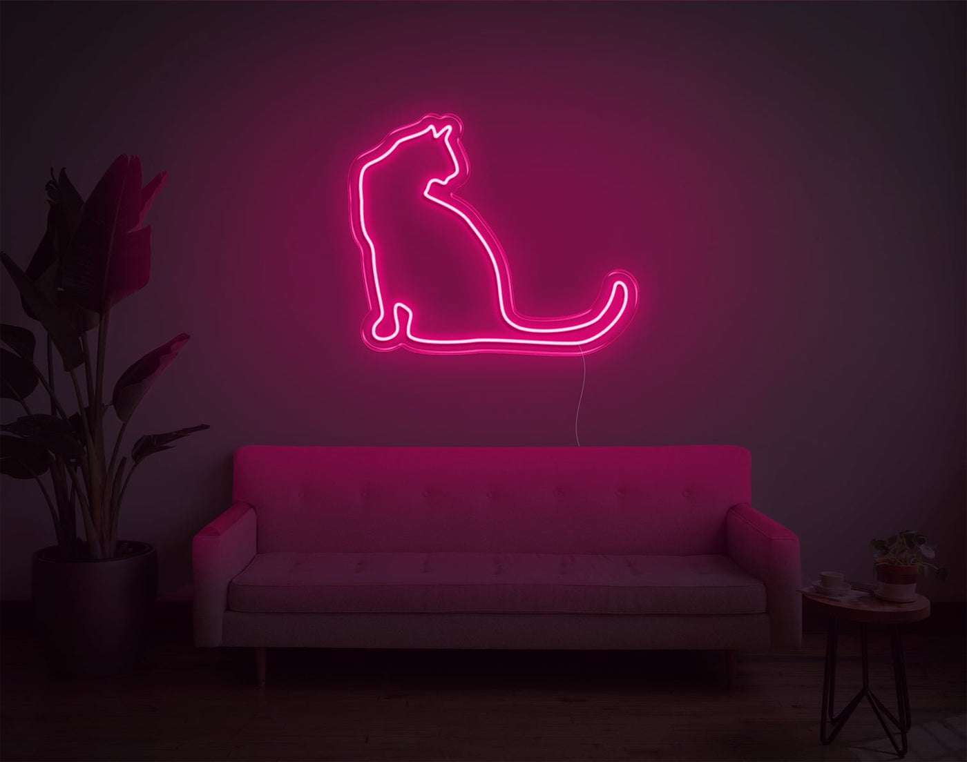 Cat V1 LED Neon Sign - 8inch x 9inchLight Pink
