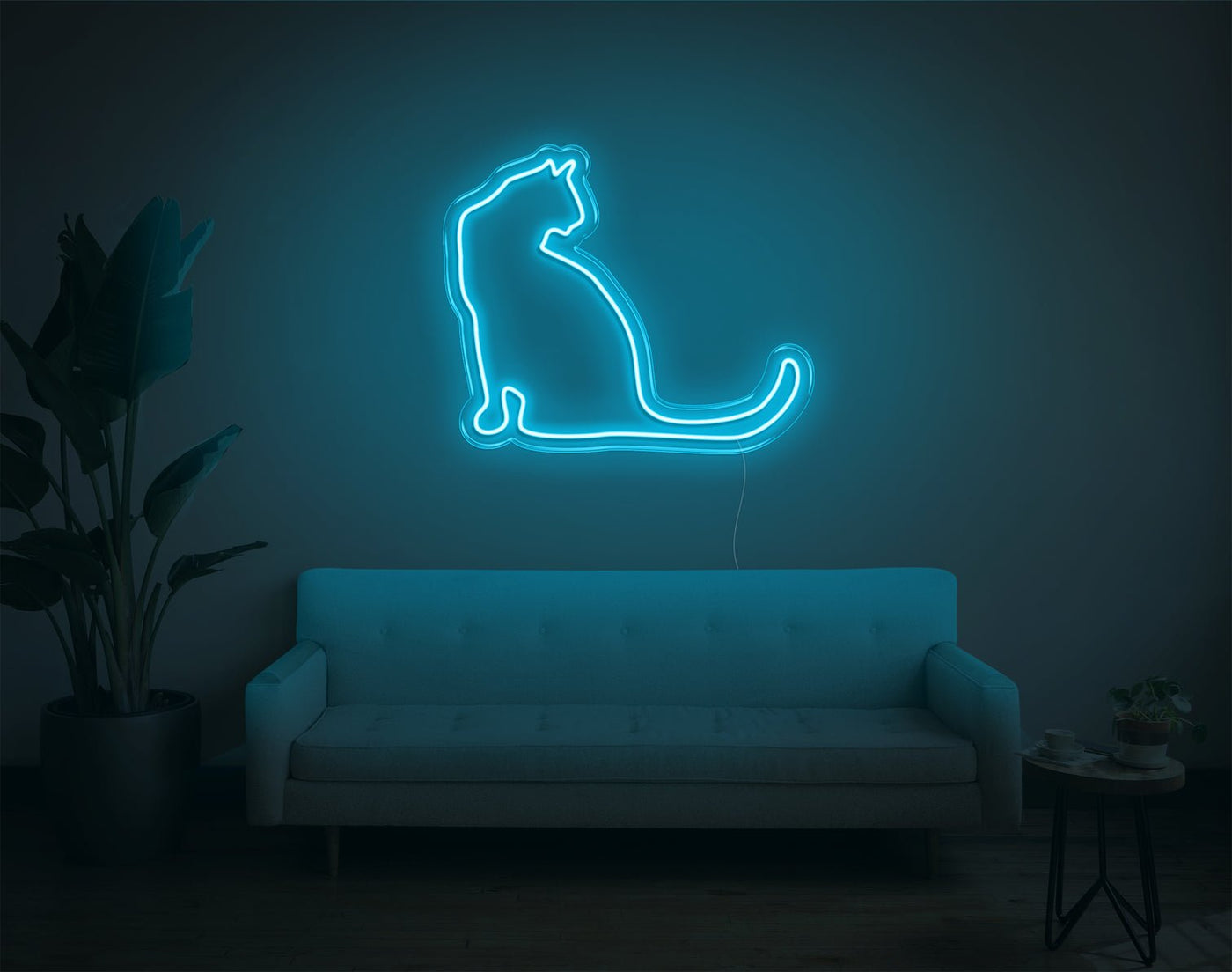Cat V1 LED Neon Sign - 8inch x 9inchLight Blue