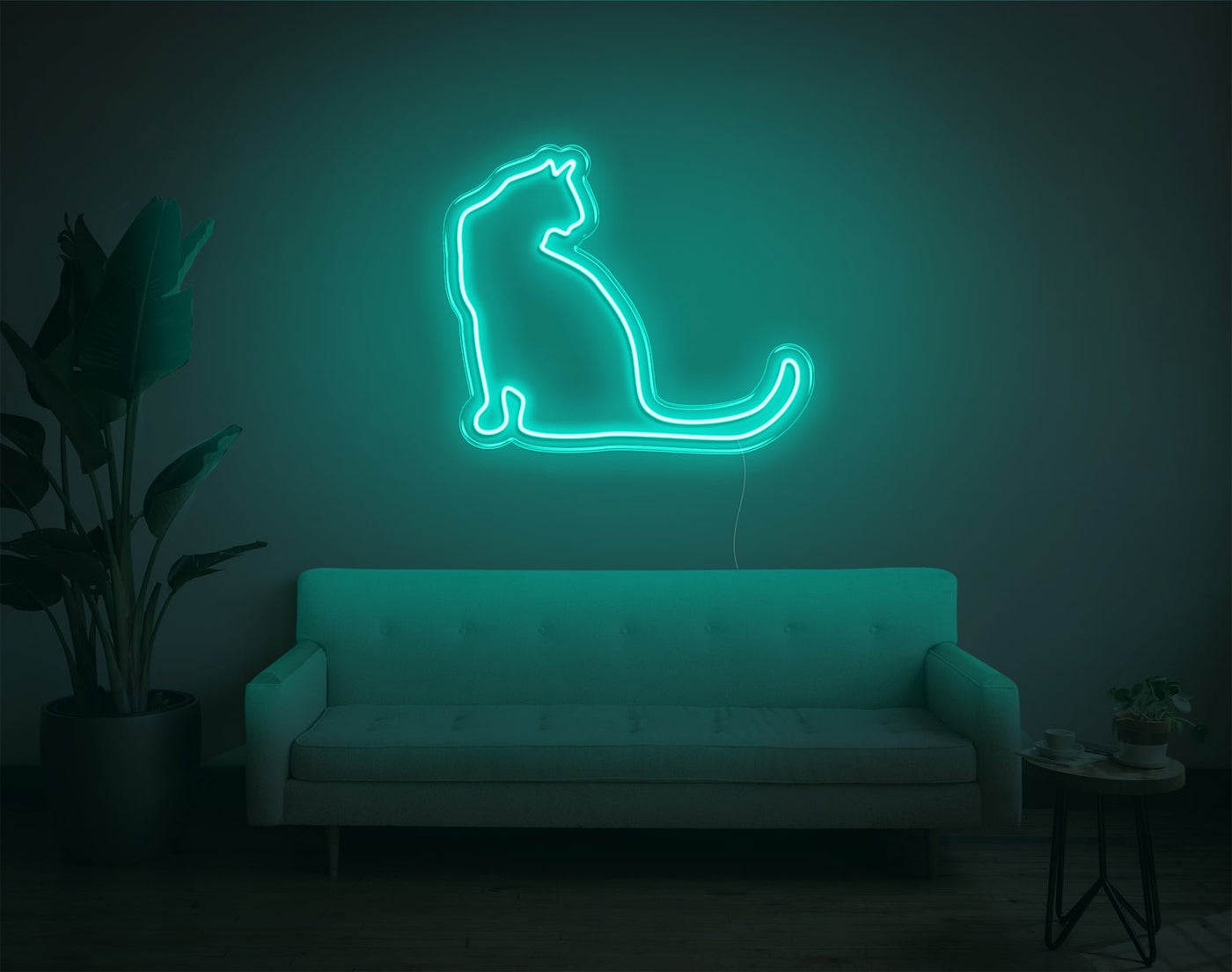 Cat V1 LED Neon Sign - 8inch x 9inchTurquoise