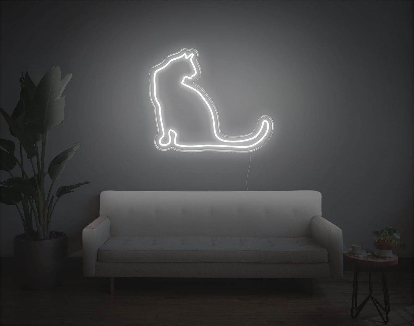 Cat V1 LED Neon Sign - 8inch x 9inchWhite